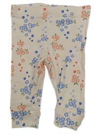 Světlerůžovo-červeno-modré květované legíny H&M