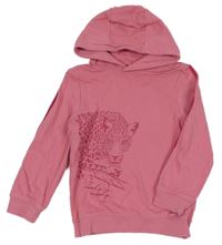 Růžová mikina s gepardem a kapucí bpc