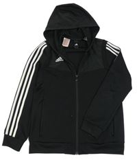 Černá propínací sportovní mikina se šusťákovým prvkem a kapucí Adidas