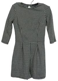 Dámský černo-bílý kostičkovaný kraťasový overal Bershka 