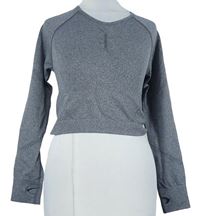 Dámské šedé sportovní crop elastické triko 