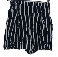 Dámské tmavomodro-bílé pruhované volné kraťasy H&M 