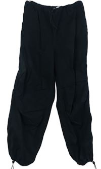 Dámské černé plátěné cuff kalhoty H&M