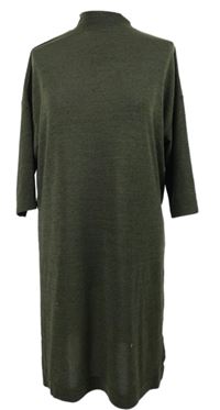 Dámská khaki úpletová šatová tunika s rozparky New Look 