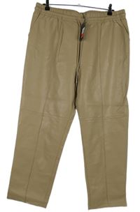 Nové - Dámské béžové koženkové kalhoty Primark 