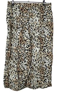 Dámské hnědo-bílo-černé vzorované culottes kalhoty Bonmarché 