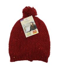 Nové - Dámská červená pletená čepice s flitry a bambulí ElleNor 