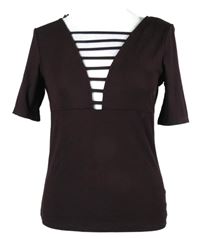 Nové - Dámské vínové žebrované tričko s ozdobným výstřihem H&M