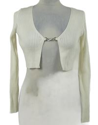 Dámské smetanové žebrované svetrové bolerko se sponou H&M