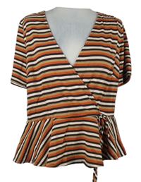 Nové - Dámské barevně pruhované žebrované peplum tričko Forever21