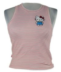 Dámský bílo-červený pruhovaný crop top s Hello Kitty Primark 