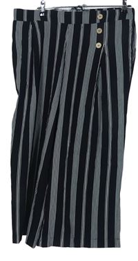 Dámské černo-bílé pruhované culottes kalhoty Laura Torelli 