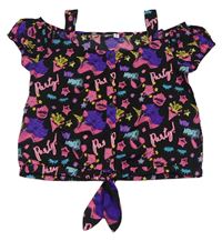 Černá crop halenka s obrázky zn. Pep&Co