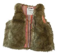 Hnědo-černá kožešinová vesta Pepe Jeans