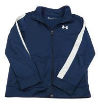 Tmavomodro-bílá sportovní propínací mikina s logem Under Armour