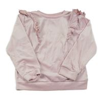 Světlerůžová plyšová mikina s volánkem Sinsay