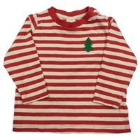 Červeno-smetanové pruhované triko se stromem  Alana