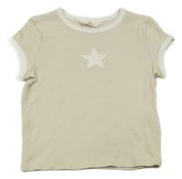 Béžové žebrované crop tričko s hvězdičkou H&M