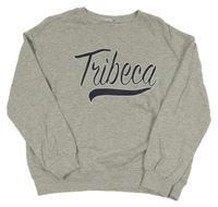 Světlešedá crop mikina s nápisem 