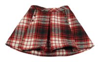 Červeno-bílo-černá kostkovaná vlněná sukně Nutmeg