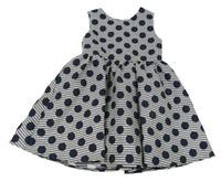Tmavomodr-bílé třpytivé šaty s puntíky Primark