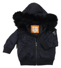 Tmavomodrá šusťáková podzimní bunda s kapucí River Island