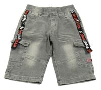 Světlešedé riflové cargo kraťasy