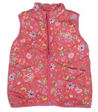 Růžová květovaná zateplená vesta Name it