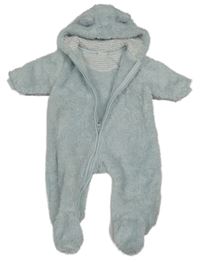 Světlemodrá chlupatá kombinéza s kapucí Next