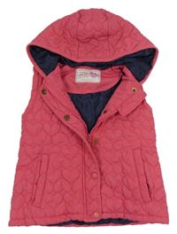 Malinová šusťáková prošívaná zateplená vesta s kapucí Yd.