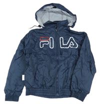 Tmavomodrá šusťáková sportovní bunda s kapucí Fila