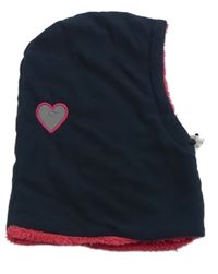 Tmavomodrá fleecová zateplená kukla se srdcem Topolino