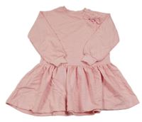 Světlerůžové teplákové šaty s mašlí 