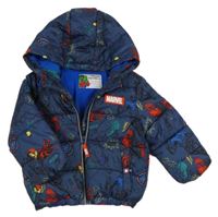 Tmavomodrá šusťáková zimní bunda s Avengers a kapucí MARVEL