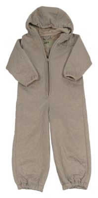 Světlehnědá prošívaná kombinéza s kapucí 