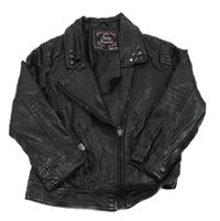 Černá koženková bunda se srdíčky Yd.