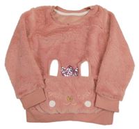 Růžová kožešinová mikina se zajíčkem Nutmeg