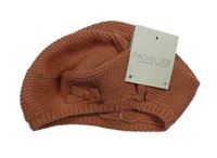 Nové - Broskvový baret s mašlí 