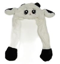 Bílo-černá chlupatá čepice - panda