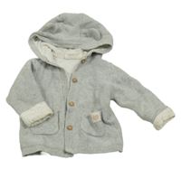 Šedý propínací podšitý svetr s kapucí Topomini