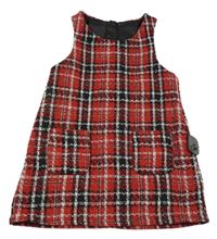 Červeno-bílo-černé kostkované šaty Dunnes