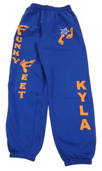 Modré tepláky s nápisy 