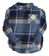 Modro-bílo-hořčicová kostkovaná flanelová košile Primark