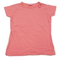 Růžovo-oranžové pruhované tričko s mašlí Yigga