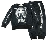 2set - Černá tepláková souprava s kostrou Shein 