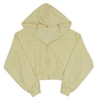 Vanilková froté propínací crop mikina s kapucí H&M