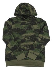 Khaki-černá vzorovaná mikina s kapucí Next
