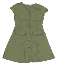 Khaki propínací šaty s kapsami H&M
