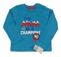 Nové - Modré triko s nápisem Mothercare