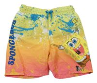 Zeleno-oranžové plážové kraťasy se Spongebobem 